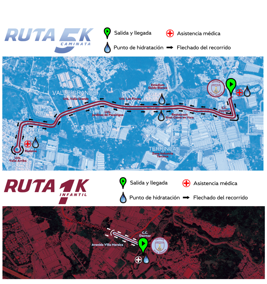 Mapa de las rutas 5K y 1K